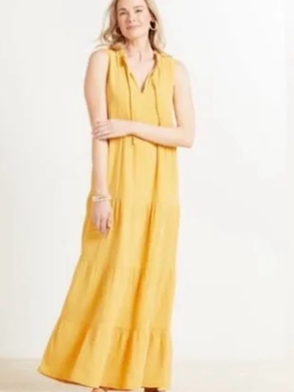 Evereve NWT Georgia Tie Neck Tiered Gauze Maxi Dress pit-pit 21 (mix40)